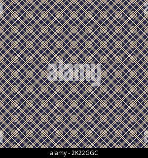 Seamless geometric abstract vector pattern whith rhombuses. Geometric navy blue and golden modern ornament. Seamless modern background Stock Vector