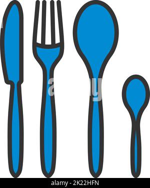 Silverware Set Icon. Editable Bold Outline With Color Fill Design ...