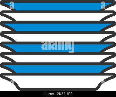 Plate Stack Icon. Editable Bold Outline With Color Fill Design. Vector Illustration. Stock Vector