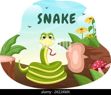 Set of Animal Reptile Template Hand Drawn Cartoon Flat Illustration with Various Types of Reptiles Animals Concept Stock Vector