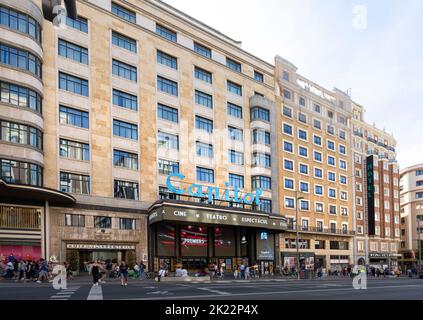 Madrid, Spain. September 2022.   exterior view of the Capitol cinema in the historic city center Stock Photo