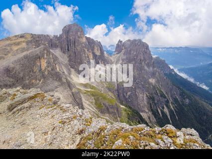 Dolomiti (Italy) - A view of Dolomites mountain range, UNESCO world heritage site, in Veneto and Trentino Alto Adige. Here Pale di San Martino group Stock Photo