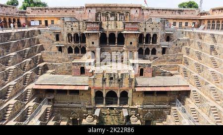 INDIA, RAJASTHAN, DAUSA, July 2022, Tourist at Chand Baori or Abhaneri Stepwell constructed during the 8th-9th Century, Abhaneri Stock Photo