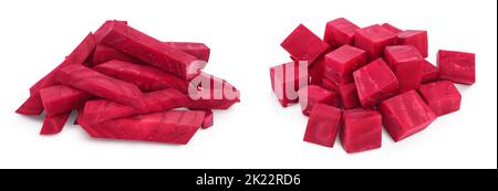 beetroot slices isolated on white background with full depth of field Stock Photo