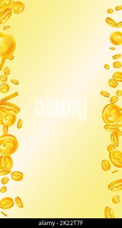 American dollar coins falling. Scattered gold USD coins. USA money. Great business success concept. Vector illustration. Stock Vector