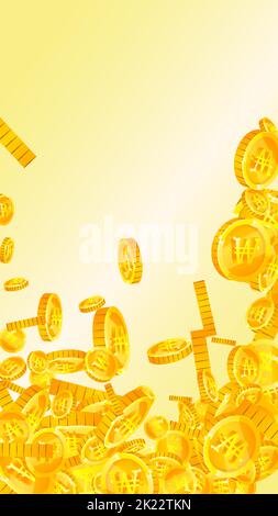 Korean won coins falling. Scattered gold WON coins. Korea money. Global financial crisis concept. Vector illustration. Stock Vector