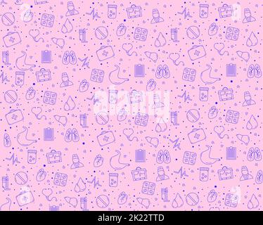 medical pattern bodies pills tonometer list drop heart line Stock Vector
