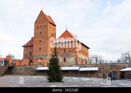 Trakai, Vilnius, Lithuania -  December 29, 2019: famous medieval Trakai Castle near Vilnius Stock Photo