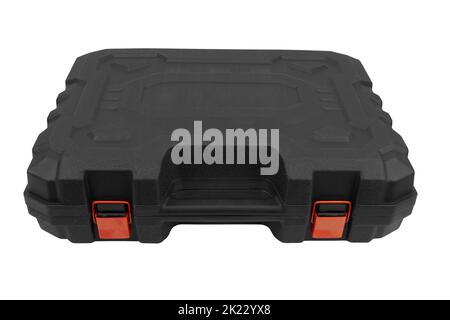 Plastic box with electric tool isolated on white background Stock Photo