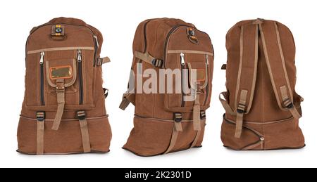Big backpack for travel isolate on a white background Stock Photo