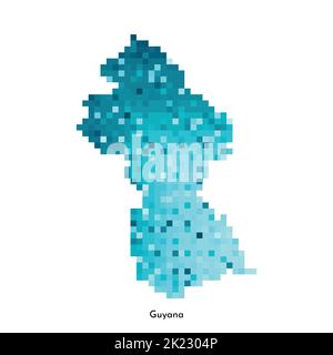 Guyana; map; pixel; vector; nft; dotted; area; art; atlas; backdrop; background; blue; chart; cold; colorful; concept; confetti; country; design; digi Stock Vector