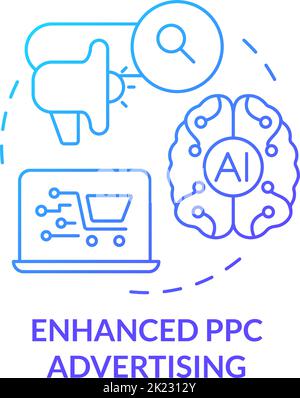 Enhanced PPC advertising blue gradient concept icon Stock Vector