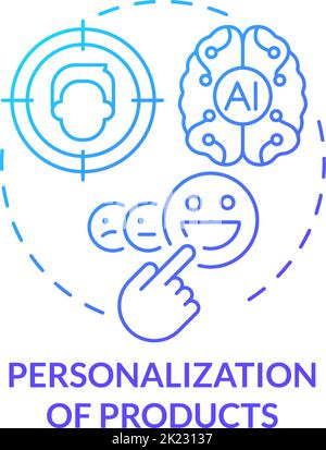 Personalization of products blue gradient concept icon Stock Vector
