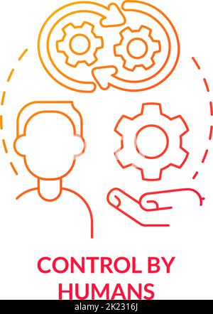 Control by humans red gradient concept icon Stock Vector