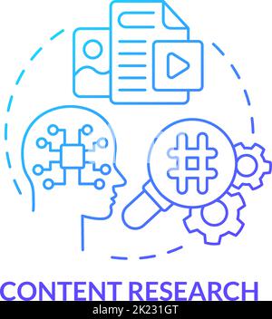 Content research blue gradient concept icon Stock Vector