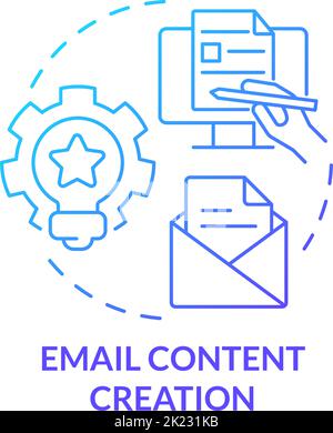 Email content creation blue gradient concept icon Stock Vector