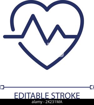 Cardiogram pixel perfect linear ui icon Stock Vector