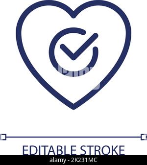 Heart checkup pixel perfect linear ui icon Stock Vector