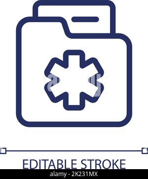 Medical history pixel perfect linear ui icon Stock Vector