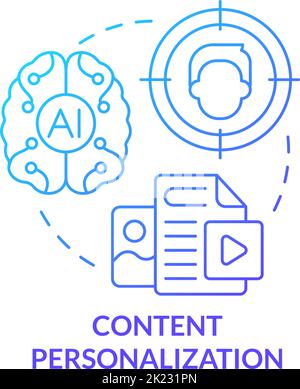 Content personalization blue gradient concept icon Stock Vector
