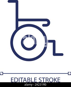 Wheelchair pixel perfect linear ui icon Stock Vector