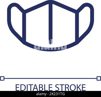 Medical face mask pixel perfect linear ui icon Stock Vector