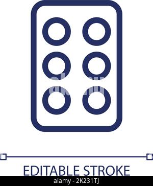 Pills in blister pack pixel perfect linear ui icon Stock Vector