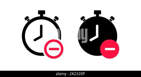 Extra and reduce time simple icon. Clipart image isolated on white background Stock Vector