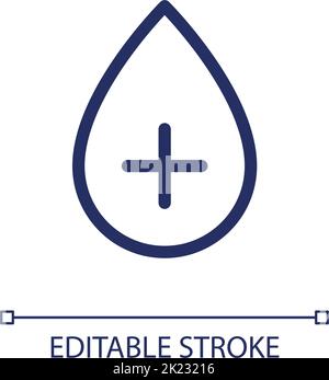 Positive blood type pixel perfect linear ui icon Stock Vector