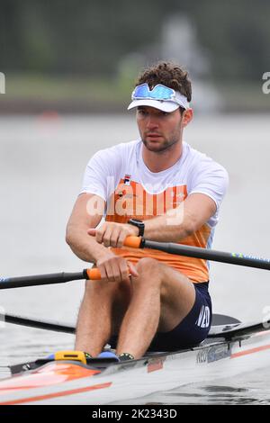 Rower Melvin Twellaar of Netherlands in action during the 1. quarter-final races 2022 World Rowing Championships in Racice, Usti Region, Czech Republic, September 21, 2022. (CTK Photo/Vit Cerny)