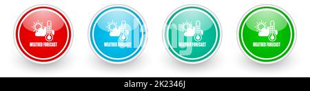 Weather forecast icon vector icons, colorful glossy buttons on white Stock Vector