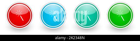 Magic wand icon vector icons, colorful glossy buttons on white Stock Vector