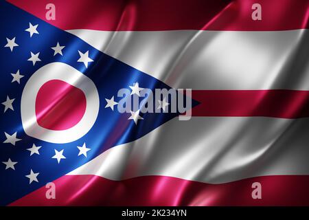 3d rendering of a detailed and textured Ohio USA State flag Stock Photo