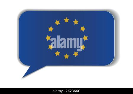 EU flag in the style of a paper postcard on a white background Stock Vector