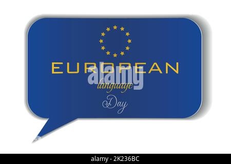 the flag of the European Union in the style of a paper postcard on a white background. european language day Stock Vector