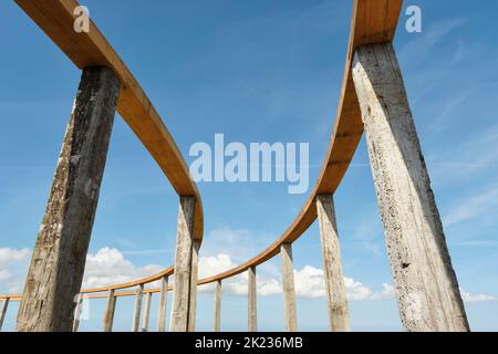 View on the Terp fan de Takomst. An initiative of the village of Blije aSense of Place to emphasize the long connection with the Wadden Sea Stock Photo