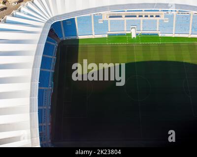 Batumi, Georgia - 4th august, 2022 : Aerial top view Football club FC Dinamo Batumi stadium ( Adjarabet arena ). Modern architecture buildings and foo Stock Photo