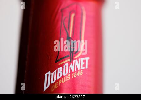 Dubonnet and Gin cocktail ingredients, favoured by Her Majesty Queen Elizabeth II as a lunchtime drink Stock Photo