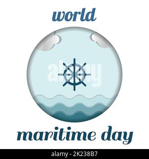 papercut postcard world maritime day Stock Vector