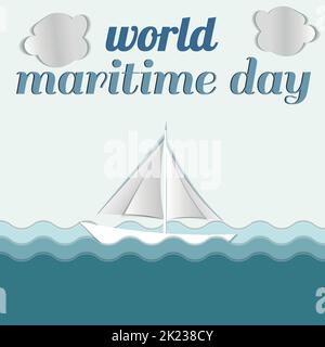 papercut postcard world maritime day Stock Vector