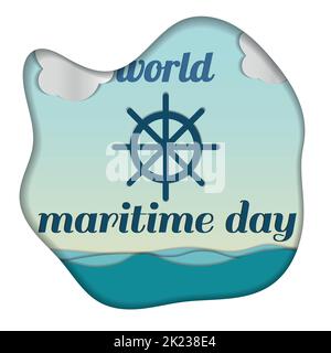 papercut postcard world maritime day Stock Vector