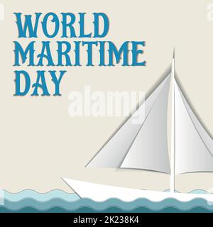 papercut postcard world maritime day Stock Vector
