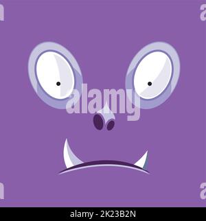Purple monster face icon. Funny shocked emoji Stock Vector