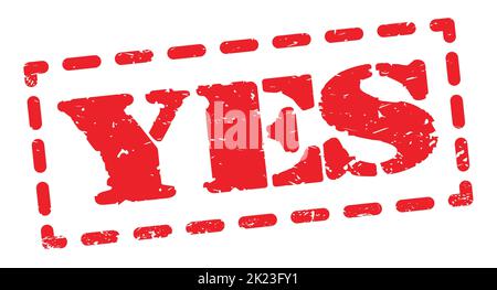 YES text written on red dash stamp sign. Stock Photo