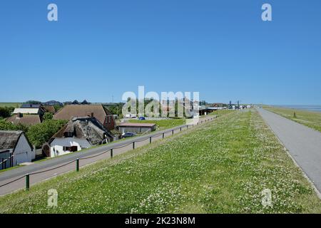 Village of Norderhafen on Nordstrand Peninsula,North Sea,North Frisia,Germany Stock Photo