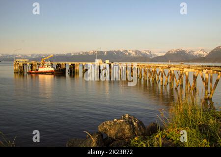 Marina and fishing port Photographed near Homer, Alaska. Homer is a city in Kenai Peninsula Borough in the U.S. state of Alaska. It is 218 mi (351 km) Stock Photo