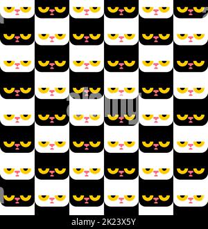 Cat black and white pattern. pet background Stock Vector