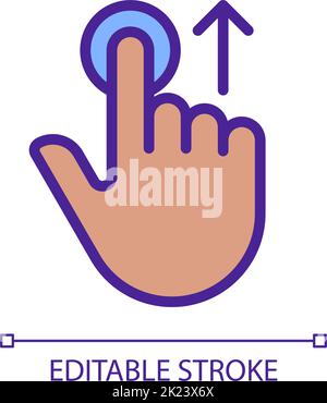 Move upwards gesture pixel perfect RGB color icon Stock Vector