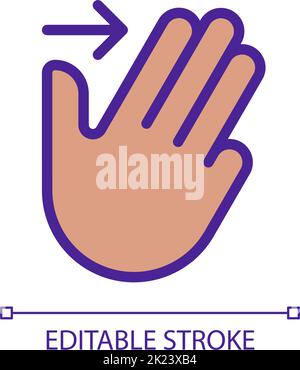Three finger swipe gesture pixel perfect RGB color icon Stock Vector