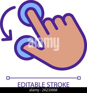Double finger rotation gesture pixel perfect RGB color icon Stock Vector